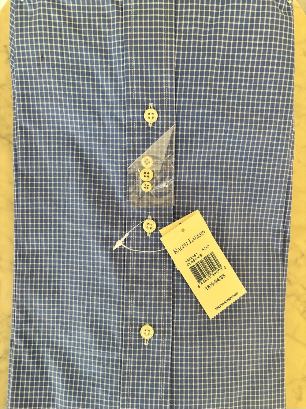 Ralph Lauren Blue Gingham Men's Dress Shirt. - Picture 2 of 3